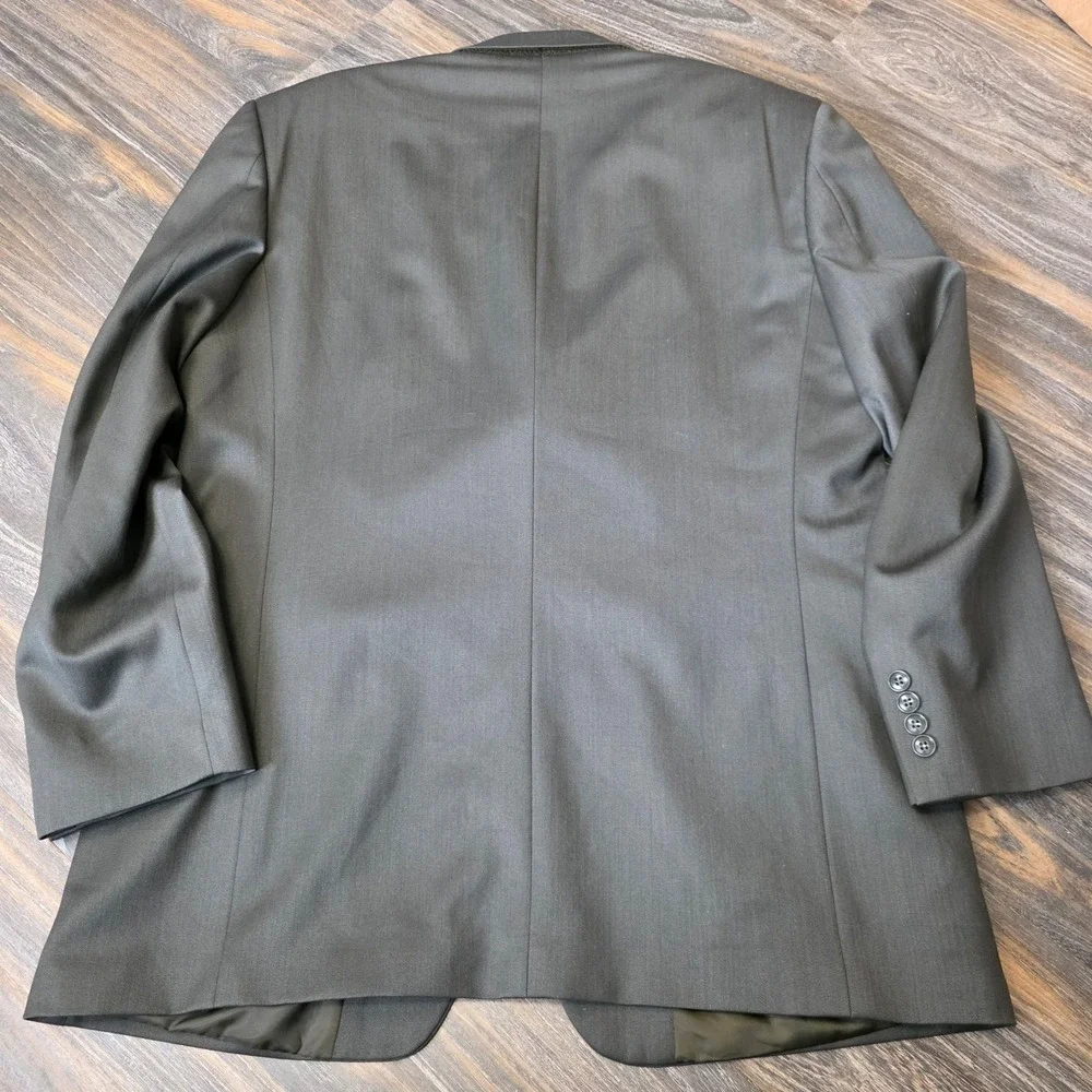Jones‎ New York Mens 44L Blazer Olive Green 100% Wool 3 Button Sport Coat Jacket
